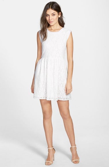 Two by Vince Camuto Floral Lace Fit & Flare Dress in Ultra White