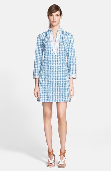 Tory Burch 'Tory' Tunic Minidress in Blue Sonda