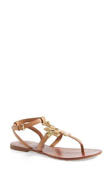 Tory Burch sandals Tory Burch 'Chandler' Leather Sandal (Women) in Royal Tan and Gold