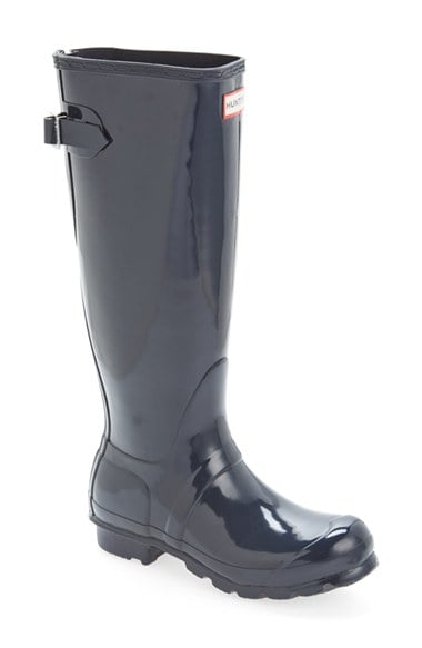 Hunter Adjustable Back Gloss Rain Boot (Women) in Navy