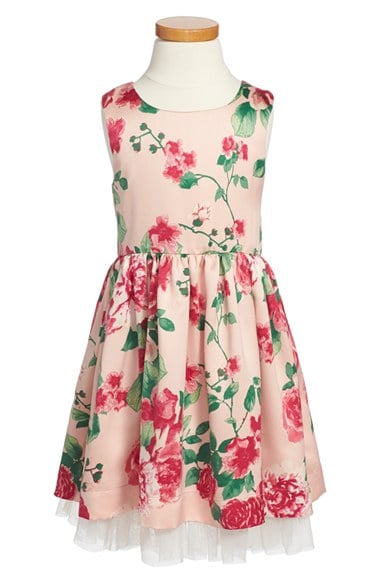 Ruby & Bloom Floral Print Sleeveless Dress (Toddler Girls, Little Girls & Big Girls) in Peach Pink Rose Print