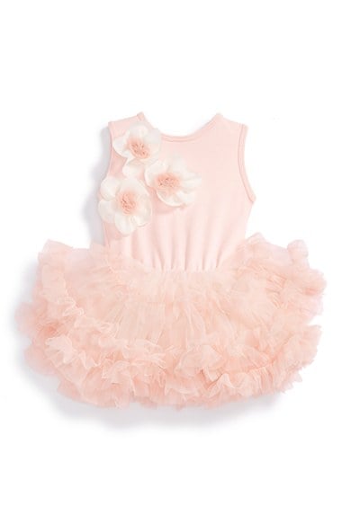 Popatu Sleeveless Floral Tutu Dress (Baby Girls) in Peach