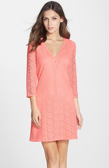 Lilly Pulitzer® 'Lamora' Lace Tunic Dress in Pucker Pink