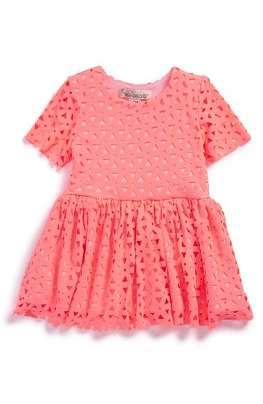 Halabaloo Laser Cutout Short Sleeve Dress (Baby Girls) in Pink
