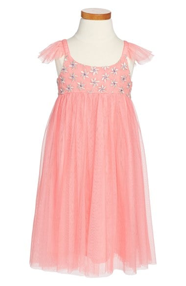 Ruby & Bloom Embroidered Empire Waist Tulle Dress (Toddler Girls, Little Girls & Big Girls) in Pink Shell