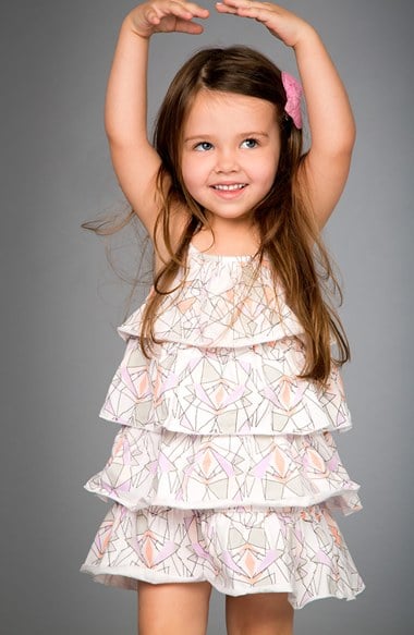 KARDASHIAN KIDS 'Ra Ra' Tiered Dress (Toddler Girls) in Peach