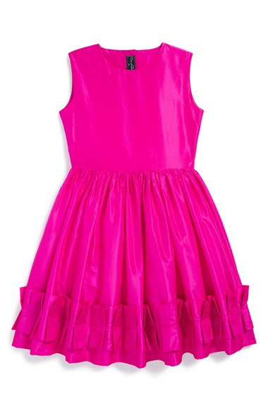 Oscar de la Renta Sleeveless Silk Taffeta Party Dress (Little Girls & Big Girls) in Watermelon Pink