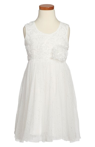Popatu Floral Tulle Dress (Toddler Girls & Little Girls) in White