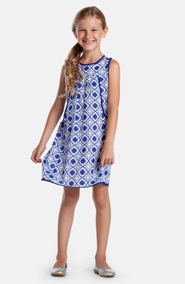 MASALABABY 'Preeti' Print Sleeveless Dress (Toddler Girls, Little Girls & Big Girls) in Navy Blue