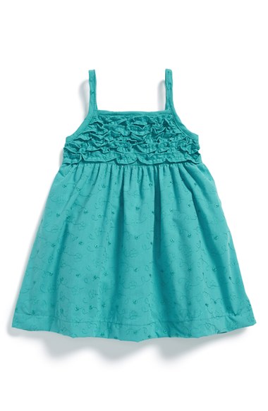 Penelope Mack Eyelet Embroidered Dress & Bloomers (Baby Girls) in Peacock Blu