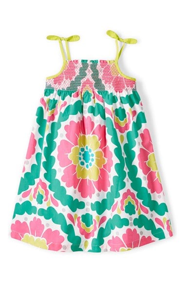 Mini Boden Strappy Floral Print Sundress (Toddler Girls, Little Girls & Big Girls) in Tropical Green Mosaic