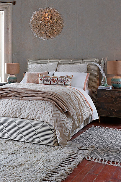 Textured Chevron Duvet Cover in Ivory