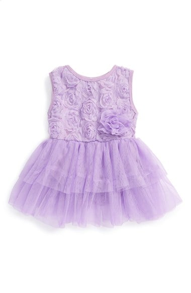 Popatu Soutache Tiered Dress (Baby Girls) in Purple
