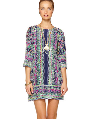 Lilly Pulitzer RYLEE SILK SHIFT DRESS in Bright Navy Not Too Catty