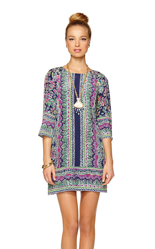 Lilly Pulitzer RYLEE SILK SHIFT DRESS in Bright Navy Not Too Catty