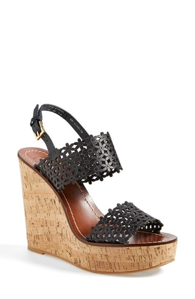 Tory Burch 'Daisy' Platform Wedge Sandal (Women) in Black