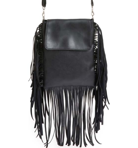 Area Stars Fringe Faux Leather Crossbody Bag Black best faux leather fringe bags