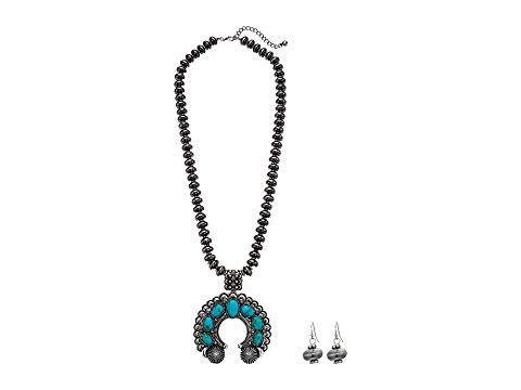 M&F Western Squash Blossom Silver Bead Necklace/Earrings Set Turquoise vanessa hudgens