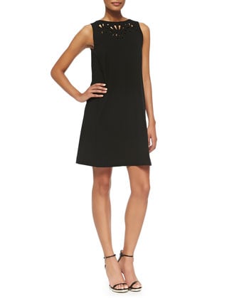 Etro Tunic Dress With Laser-Cut Neck in Black