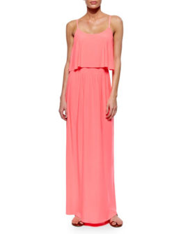 T-Bags Flowy-Bodice Maxi Dress in Neon Pink