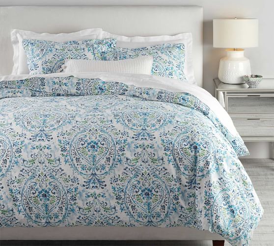 Pottery Barn NAOMI PAISLEY COTTON LINEN BLEND DUVET COVER & SHAMS bedding