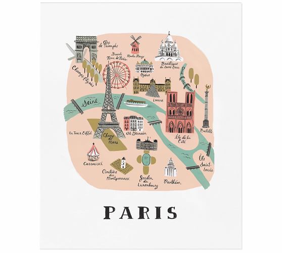 Pottery Barn PARIS MAP BY RIFLE PAPER CO. sale