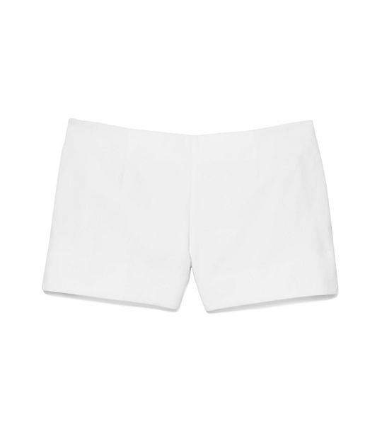 Tory Burch DOUBLE-WEAVE COTTON SHORT-SHORT WITH CUFF in White