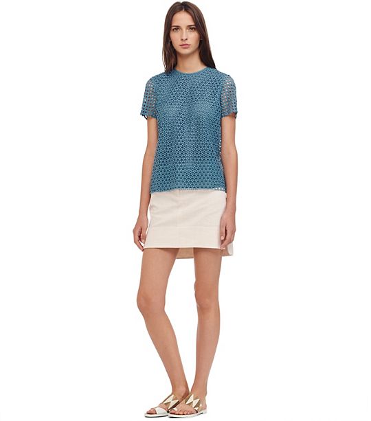 Tory Burch CRESCENT GUIPURE TOP in Gulf Shore