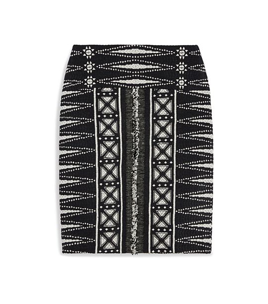 Tory Burch SAVORA TWEED PENCIL SKIRT in Black/New Ivory Bologan A
