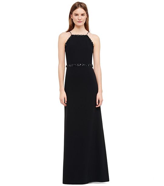 Tory Burch EMBELISHED CREPE GOWN In Black