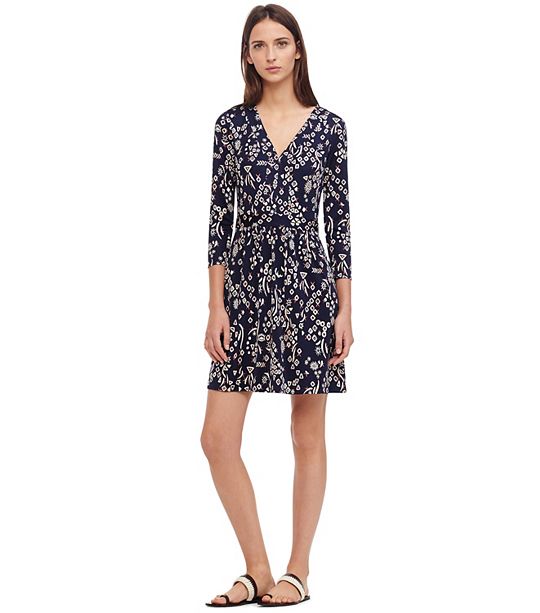 Tory Burch SILK INTERLOCK DRESS in Tory Navy Atelier B