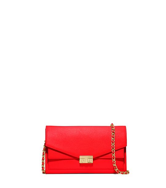 Tory Burch T-LOCK CLUTCH in Masaai Red