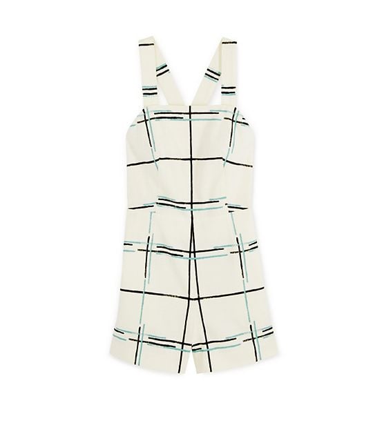 Tory Burch STRETCH CANVAS CRISSCROSS ROMPER in Wind Surf Miro A