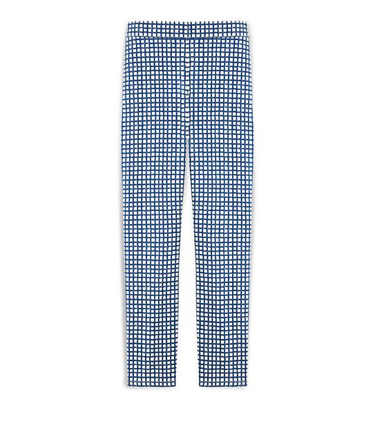 Tory Burch FLAT-FRONT CROPPED STRAIGHT-LEG JEAN in Blue Haven Canvas Plaid A