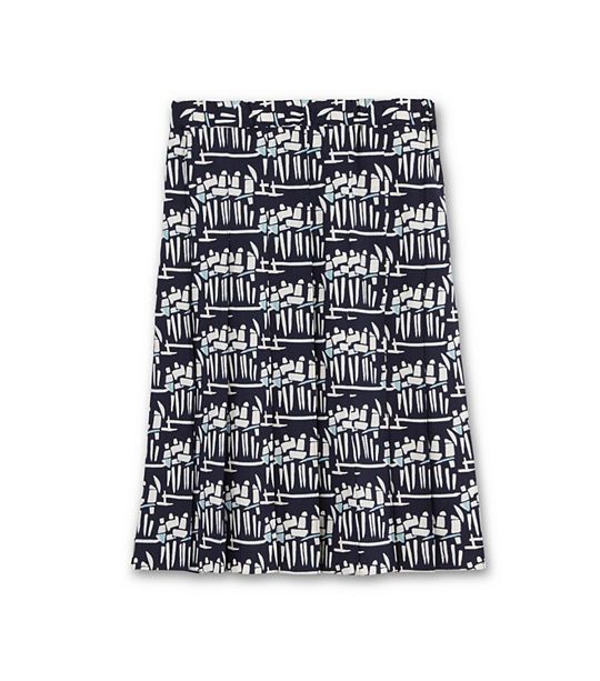 Tory Burch STRETCH POPLIN FULL SKIRT in Tory Navy Figurines B