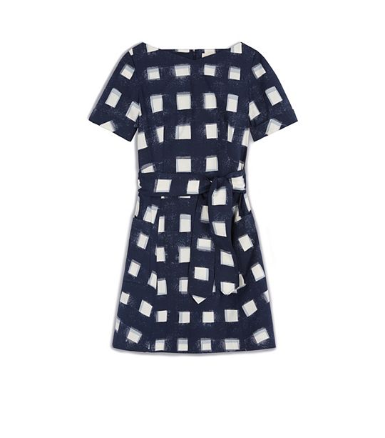 Tory Burch STRETCH POPLIN TIE DRESS in Tory Navy Antibes A