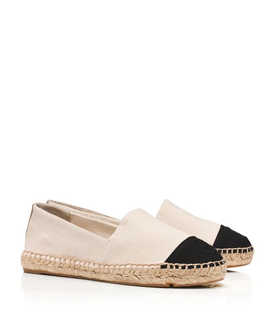 Tory Burch COLOR-BLOCK FLAT ESPADRILLE in Dulce De Leche/Black