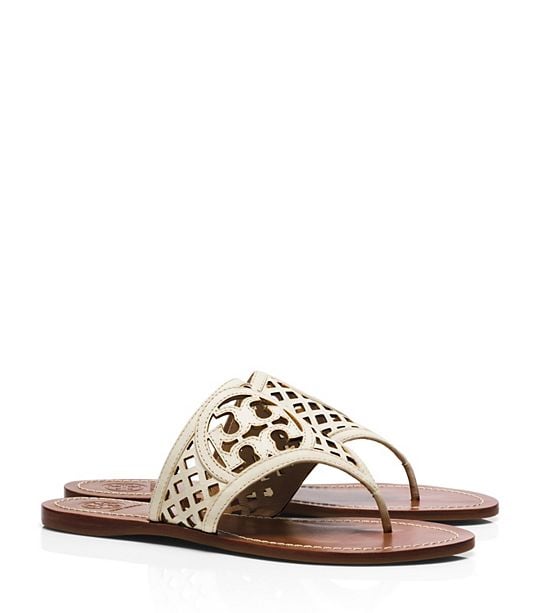 Tory Burch THATCHED PERFORATED THONG SANDAL in Ivory