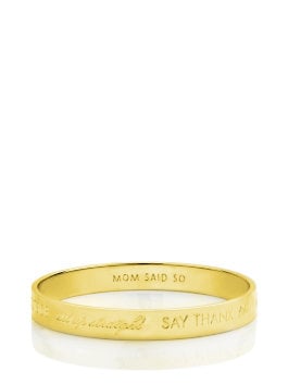 kate spade new york ENGRAVED MOM IDIOM BANGLE in Gold