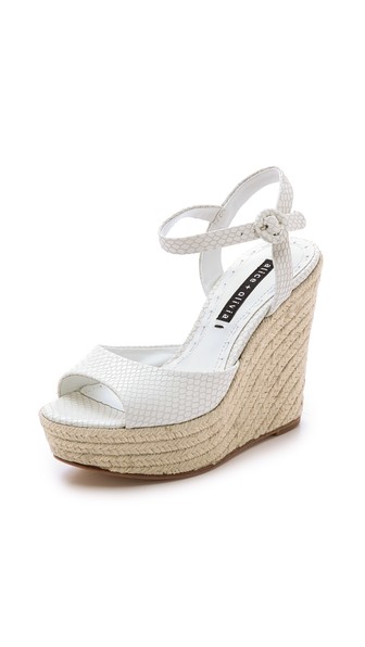 alice + olivia Jenna Wedges in White