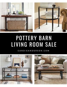 Lifestyle expert, journalist and interior design blogger Candie Anderson of candieanderson.com has the scoop on the best Pottery Barn Living Room Sale must haves! You'll love the console tables, coffee tables, nesting tables, rugs, pool tables and much more at deeply discounted prices.
