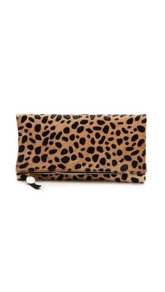 Clare V. Supreme Haircalf Fold Over Clutch In Leopard Print Shopbop