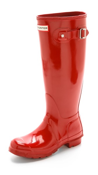 Hunter Boots Original Tall Gloss Boots in Military Red