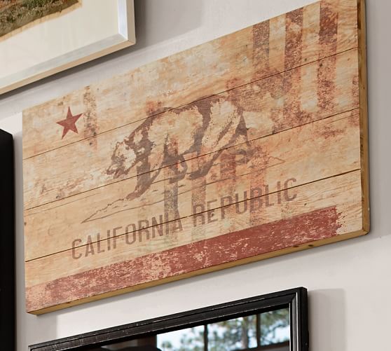 CALIFORNIA REPUBLIC WOOD FLAG. Pottery Barn