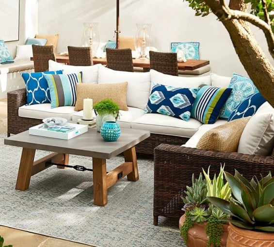 TORREY ALL-WEATHER WICKER SECTIONAL - ESPRESSO. Pottery Barn