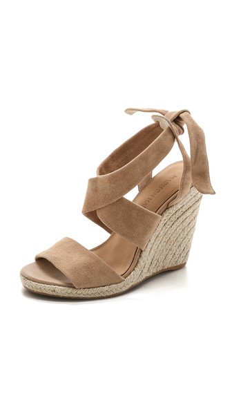 Madison Harding Geri Suede Espadrille Wedges in Sand