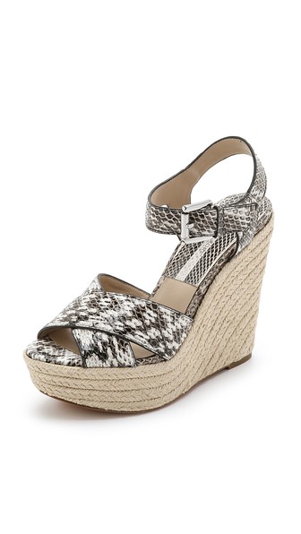 Michael Kors Collection Aimee Platform Espadrille Wedges in Snakeskin Natural