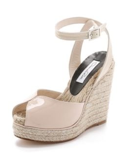 Oscar de la Renta Violet Platform Espadrille Wedge Sandals in Nude