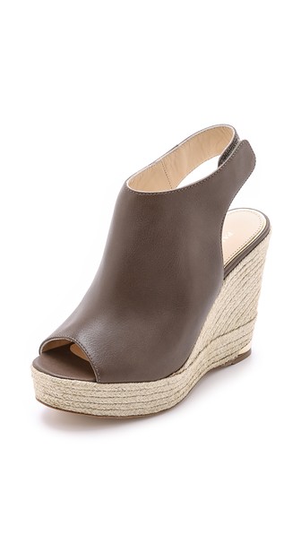 Paloma Barcelo Slingback High Wedge Sandals in Taupe