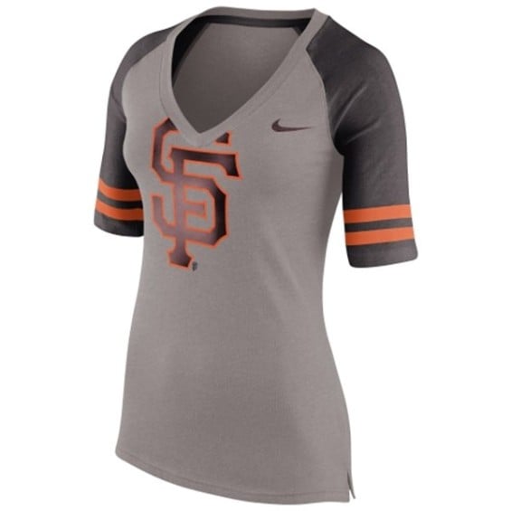 Nike San Francisco Giants Women's Gray Logo Fan 1.4 V-Neck T-Shirt